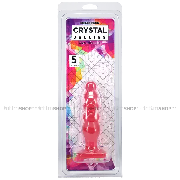 Анальная ёлочка Doc Johnson Crystal Jellies Delight, розовый